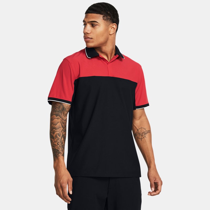 Men's Under Armour Tour Tips Blocked Polo Red Solstice / Black / Red Solstice XXL